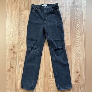 Abercrombie & Fitch Black Distressed Straight Leg Jeans